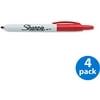 Sharpie Retractable Permanent Marker, Fine Point, Red, 4 Count