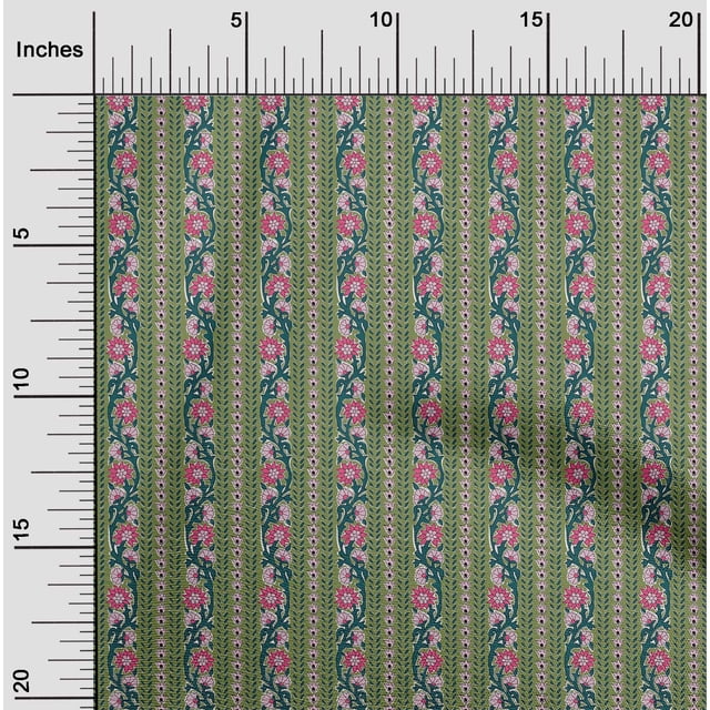 oneOone Polyester Lycra Fabric Leaves & Floral Block Print Sewing Fabric BTY 56 Inch Wide