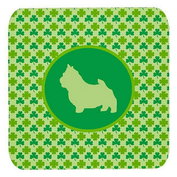 Norwich Terrier Lucky Shamrock Foam Coasters, Set Of 4