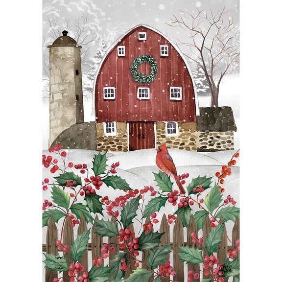 Briarwood Lane Winter Garden Flag 12x18 For Outdoor Barn in Snow For Winter Garden Flag Flags For Outside