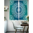 thumbnail image 5 of Blue Teal Boho Sheer Curtains 63 Inch Length 2 Panels Set, Semi Transparent Voile Rod Pocket Curtains for Living Dining Room Bedroom Drapes Retro Rustic Ethnic Abstract Geometric Art, 5 of 6