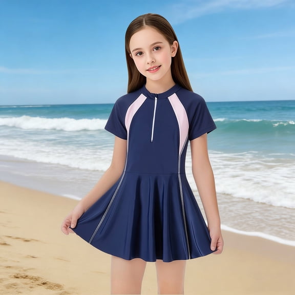One Piece Swimsuit for Girls 10-12 Casual Floral Print Lightweight Upf 50 Adjustable Strap Bathing Suits Girl Swim Suit Kids Padded Swimwear