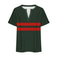 thumbnail image 5 of Plus Size Womens Summer Tops with Sleeves Loose Fitting Casual Striped T Shirts V Neck Graphic Tees Pullover Red, 4XL, 5 of 6