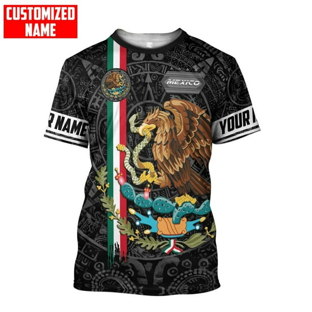 Camiseta con estampado de bandera nacional de México para hombre, camiseta de manga corta con patrón de águila 3D, camiseta de gran tamaño, ropa de calle de ocio con cuello redondo