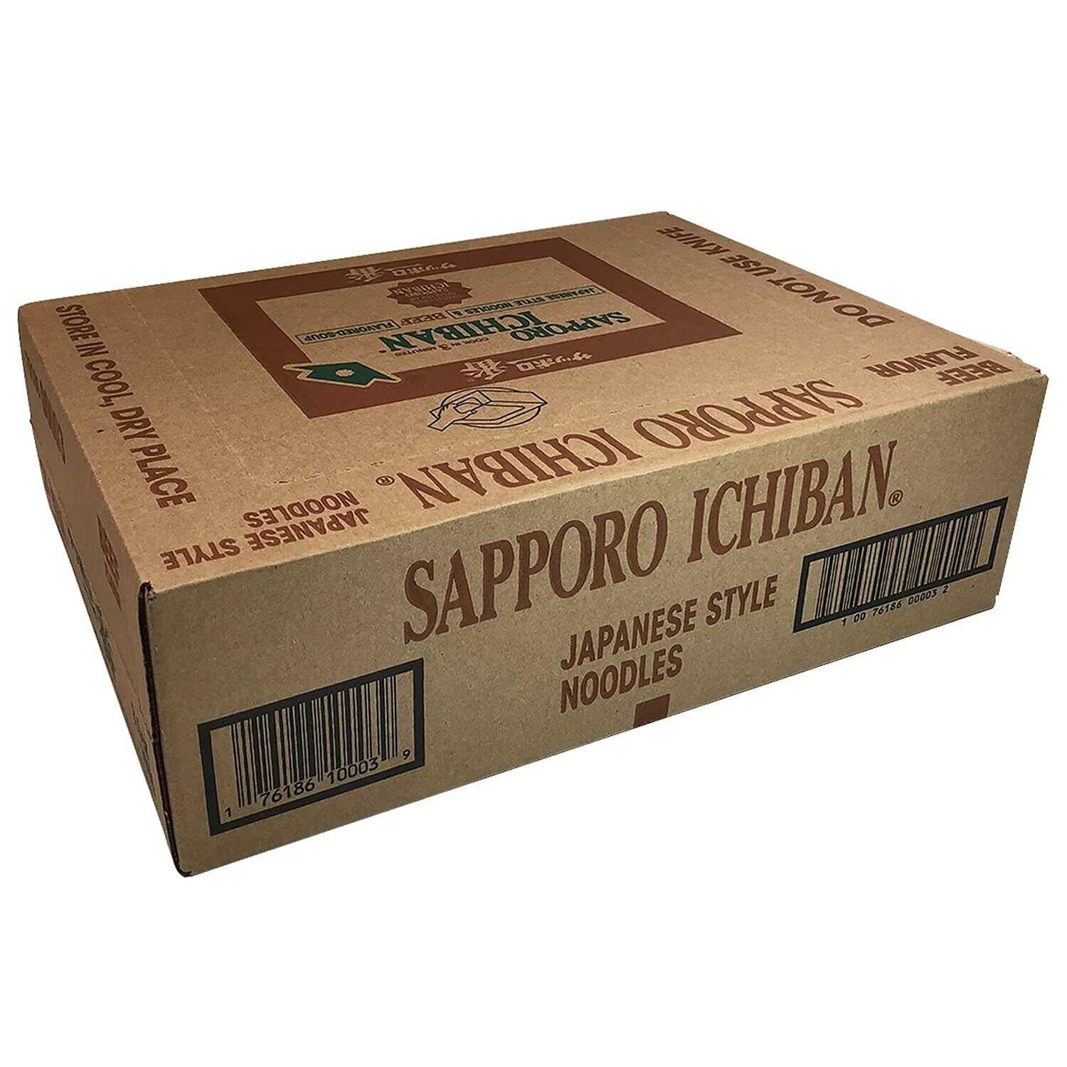 [SAPPORO ICHIBAN] Ramen Noodles, Beef Flavor, No. 1 Tasting Japanese Instant Noodles (3.5 Oz. x 24 packs) | 24 Pack Case