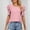 Pink, variant on Njoeus Women's Summer Shirt Crew Neck Eyelet Casual Tshirts Womens Casual Tops Puff Sleeve Loose Blouses T Shirts Solid Color S-XXL