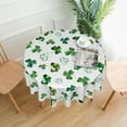thumbnail image 2 of St.Patrick''s Day Tablecloth 60 Inch Round, Green Shamrock Table Cloth, Watercolor Clover Floral Tablecloths Polyester Fabric Farmhouse Decorative for Spring Home Kitchen Dining Party, 2 of 6