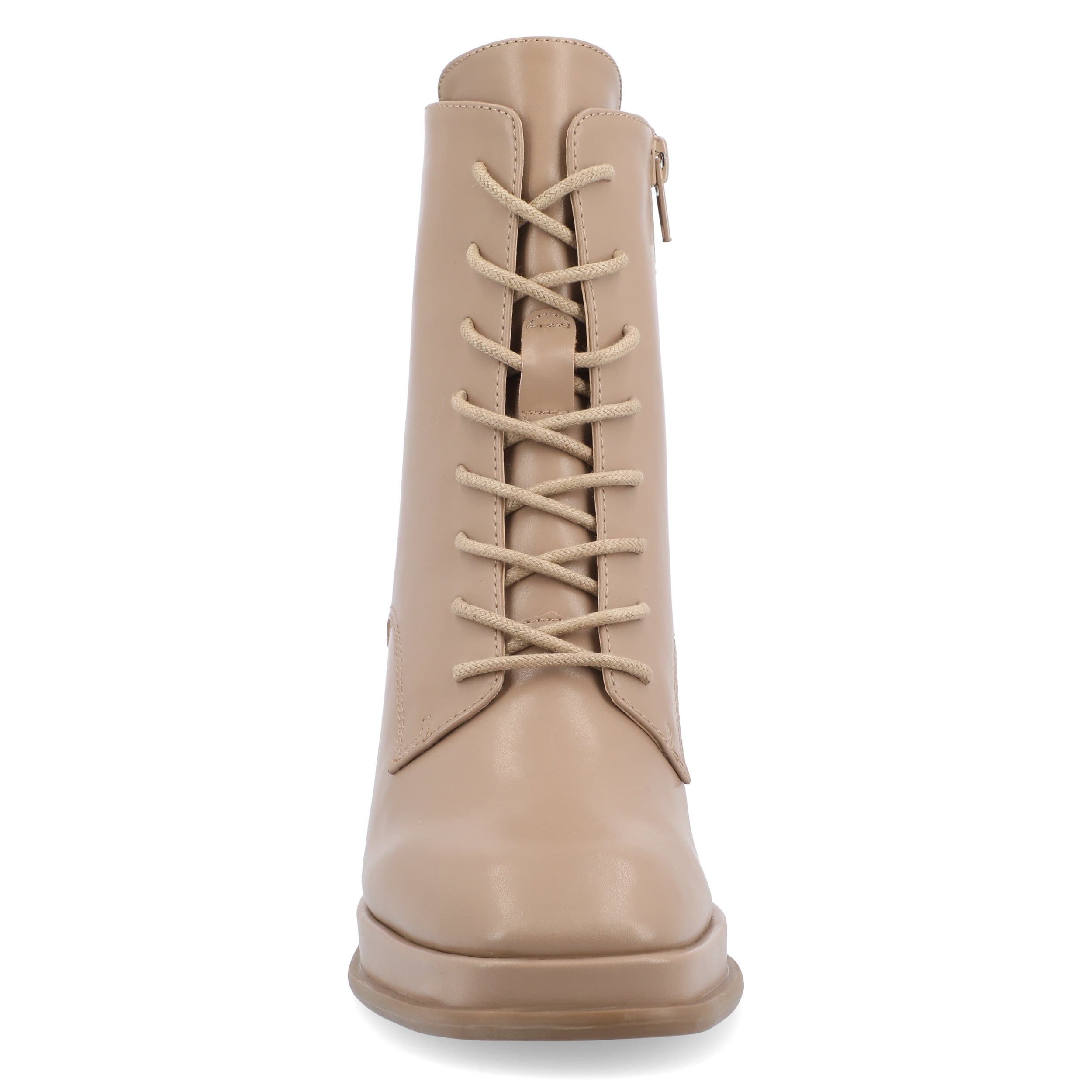 Journee Womens Kalindi Lace Up and Zip Entry Square Toe Booties, Widths Available