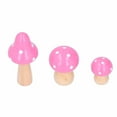 thumbnail image 6 of M Buder Wooden Mushroom Decor 3 Pcs Set Cute Desktop Figurines Pink Colorful Ornaments for Home Office Living Room Nursery Decoration 2.87 inches / 7.3 cm Tall Crafted Art Knick-Knacks, 6 of 9