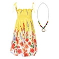 thumbnail image 2 of YEAHDOR Kids Girls Summer Bohemian Vacation Beach Dress Flower Sundress with Necklace Type D 140, 2 of 7