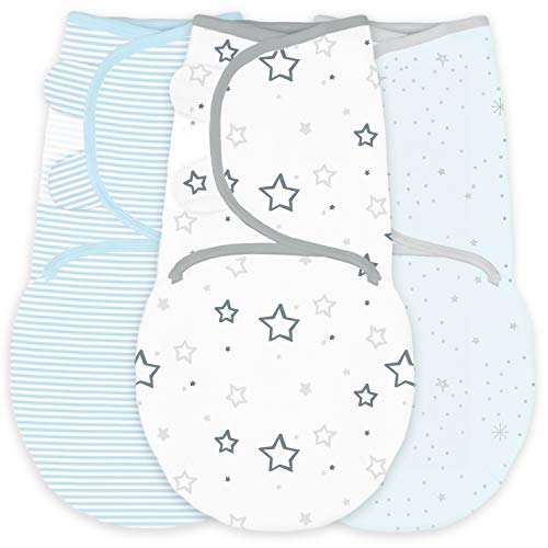 Amazing Baby Swaddle Blanket with Adjustable Wrap, Set of 3, Stars