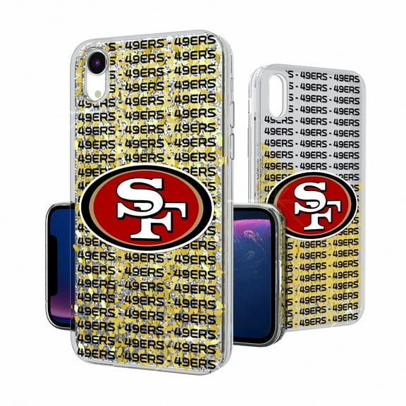 San Francisco 49ers iPhone Text Backdrop Design Glitter Case
