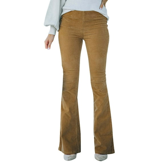 iHPH7 Corduroy Pants for Women Bell Bottoms for Women Chino Pants for Women Slacks for Women Casual Pants for Women Business Casual Pants for Women Flare Pants Brown L