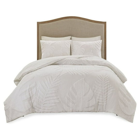 Madison Park Bahari Cotton Chenille Palm Comforter Set in Off White