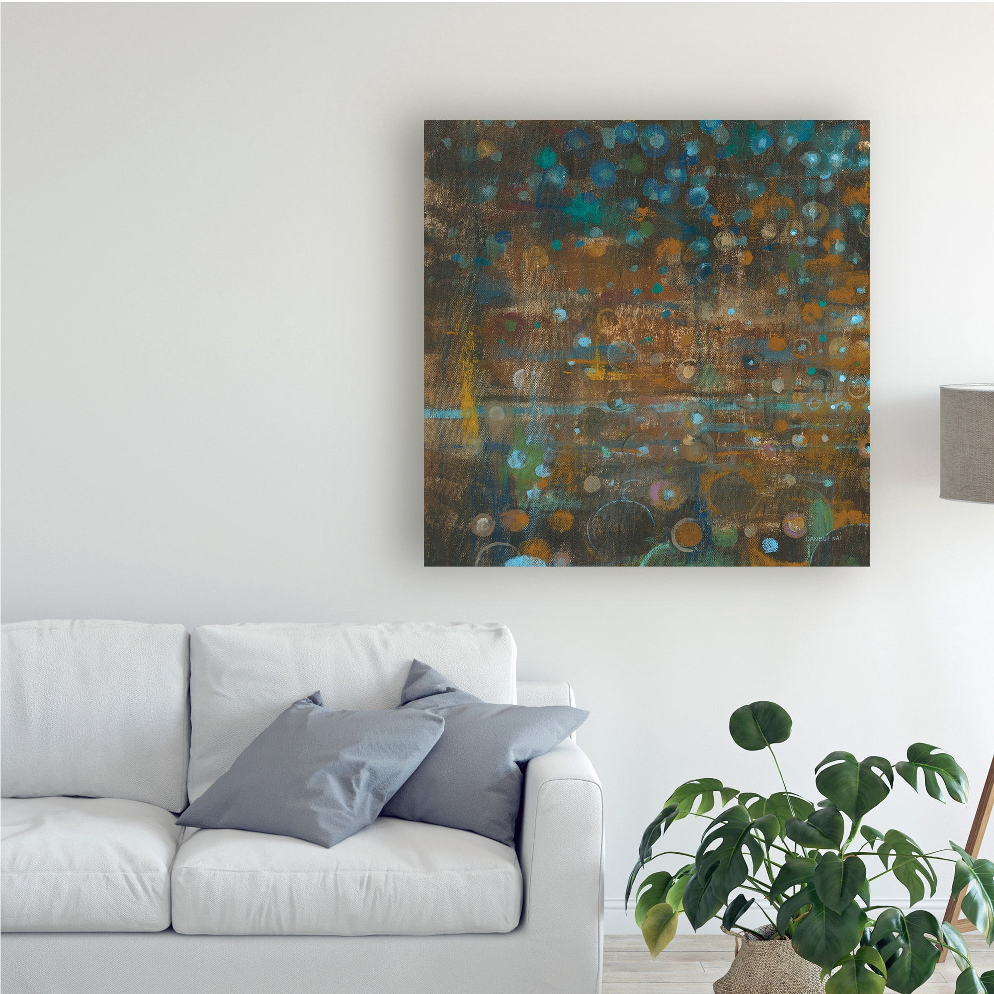 Trademark Fine Art 'Blue and Bronze Dots IX' Canvas Art by Danhui Nai