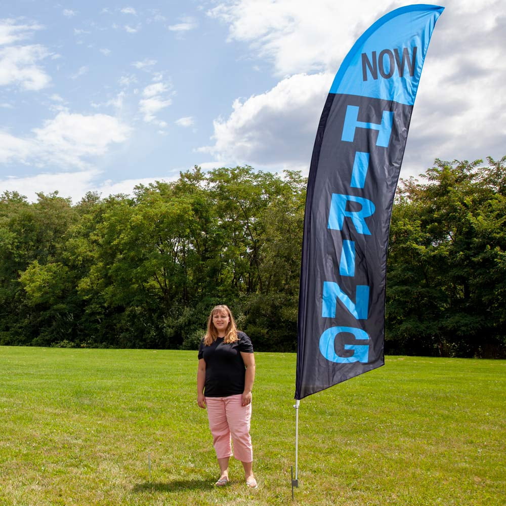 Vispronet Now Hiring Feather Flag 3 Pack, 13.5ft, Light Blue and Black