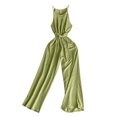 thumbnail image 2 of Sevevn Womens Fashionable Casual French Retro Temperament Fashionable Bottom Pants Wide Leg Jumpsuit Mint Green Free Size Christmas Gift, 2 of 6