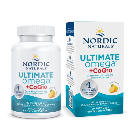 Nordic Naturals Ultimate Omega  CoQ10 Softgels, 1280 Mg, Non-GMO, 60 Ct.