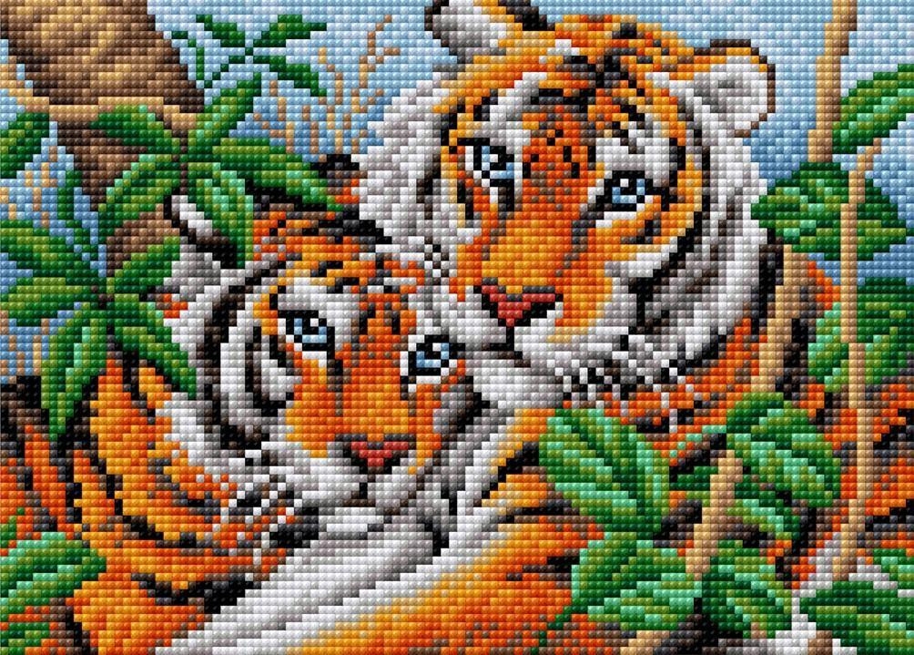Paint-by-Number Kit Tigers Magnetic Diamond Painting 7.9x11 (20x28 cm