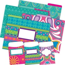 Barker Creek 12 File Folder, 30 Peel & Stick Library Pocket Set - Bohemian (BC3539)