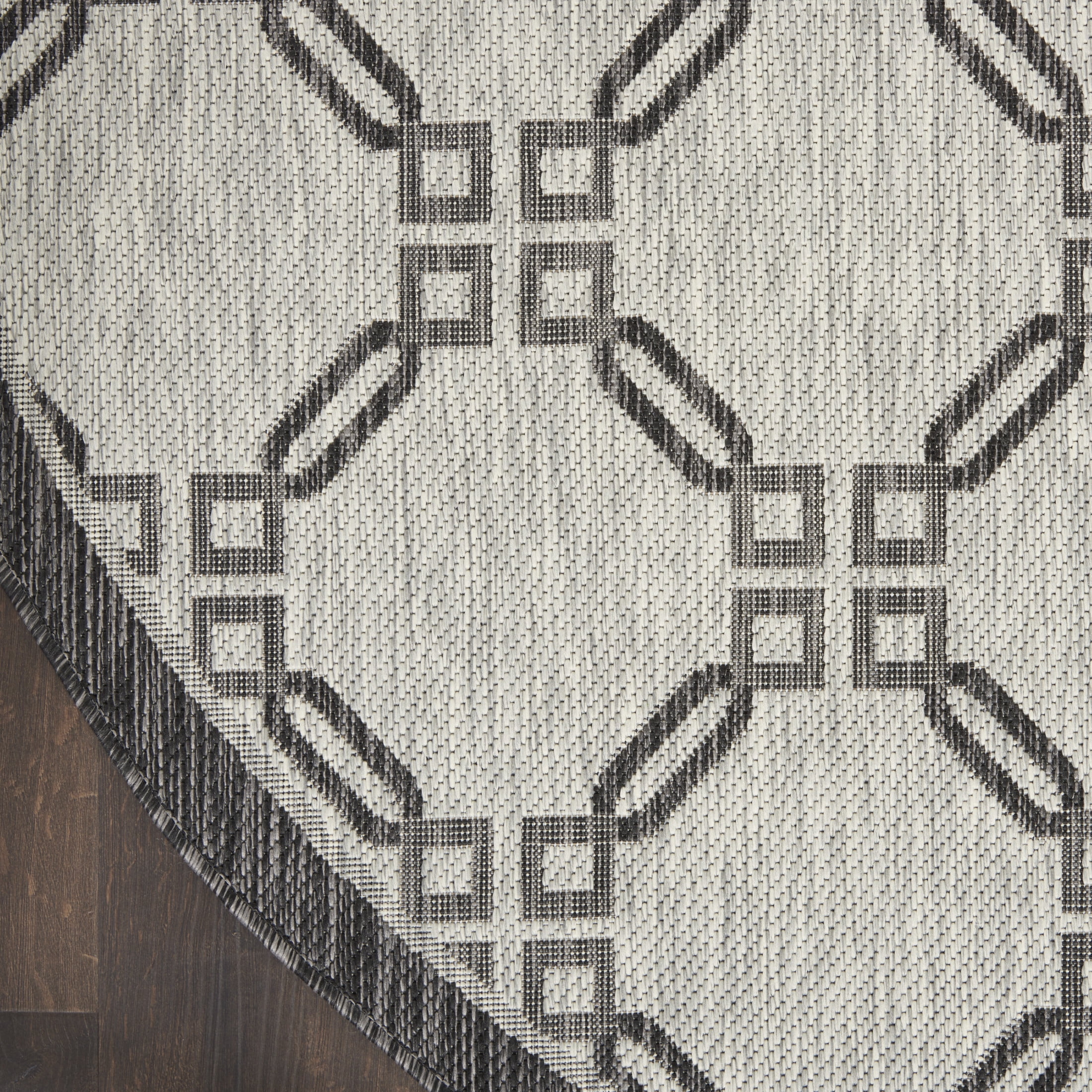 Nourison Country Side 5'3" x Round Ivory/Charcoal Transitional Rug