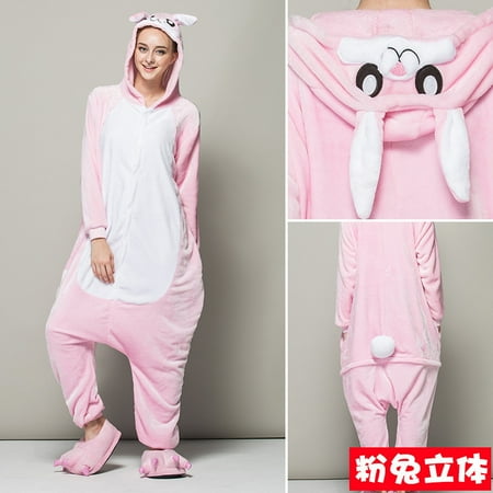 

Mixed batch autumn and winter flannel cartoon animal one-piece pajamas men and women couple home blue Stitch costume wholesale