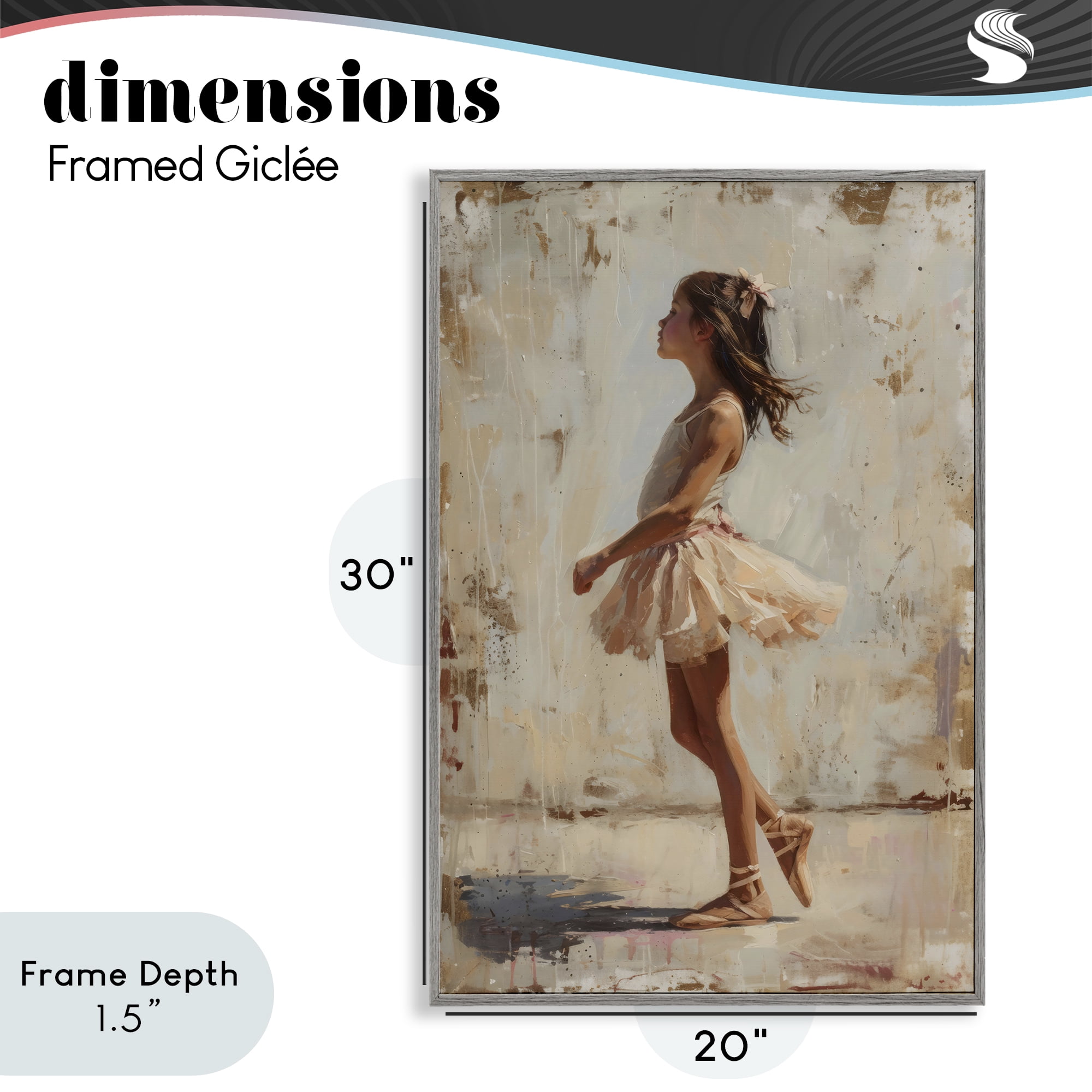 Stupell Industries Ballerina in Soft Light Gray Framed Giclee Art, design by Creative Studio