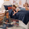 thumbnail image 4 of U by Bedsure Twin/Twin XL Tufted Boho Comforter Set, 2 Pieces Farmhouse Shabby Chic Embroidery Bed Set, Soft Jacquard Navy Comforter for All Seasons, 4 of 9