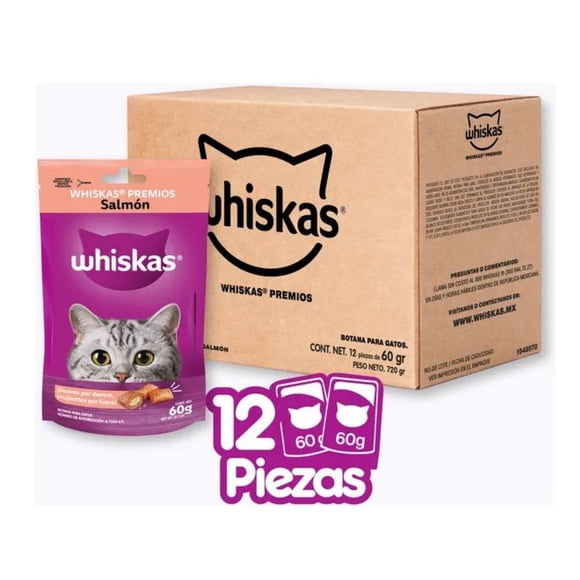 Caja Whiskas Premios Salmón 60 Gr (12 Pzas)