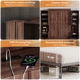 thumbnail image 3 of Rophefx Queen Murphy Bed, with Storage Shelves, Wall Bed Cabinet, Foldable Platform Beds, Hidden Bedframe for Bedroom, Guest Room,Walnut, 3 of 10