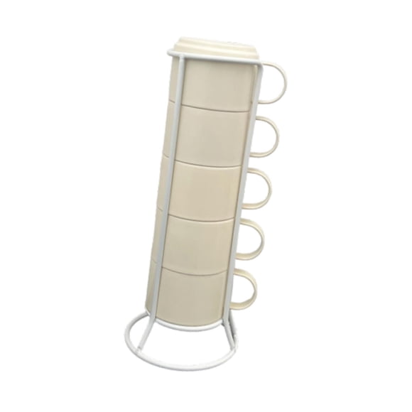 veasfak Stackable Tea Mugs Espresso Cup Set Easy to Clean Each Cup 100ml Cappuccino Mugs 5pcs