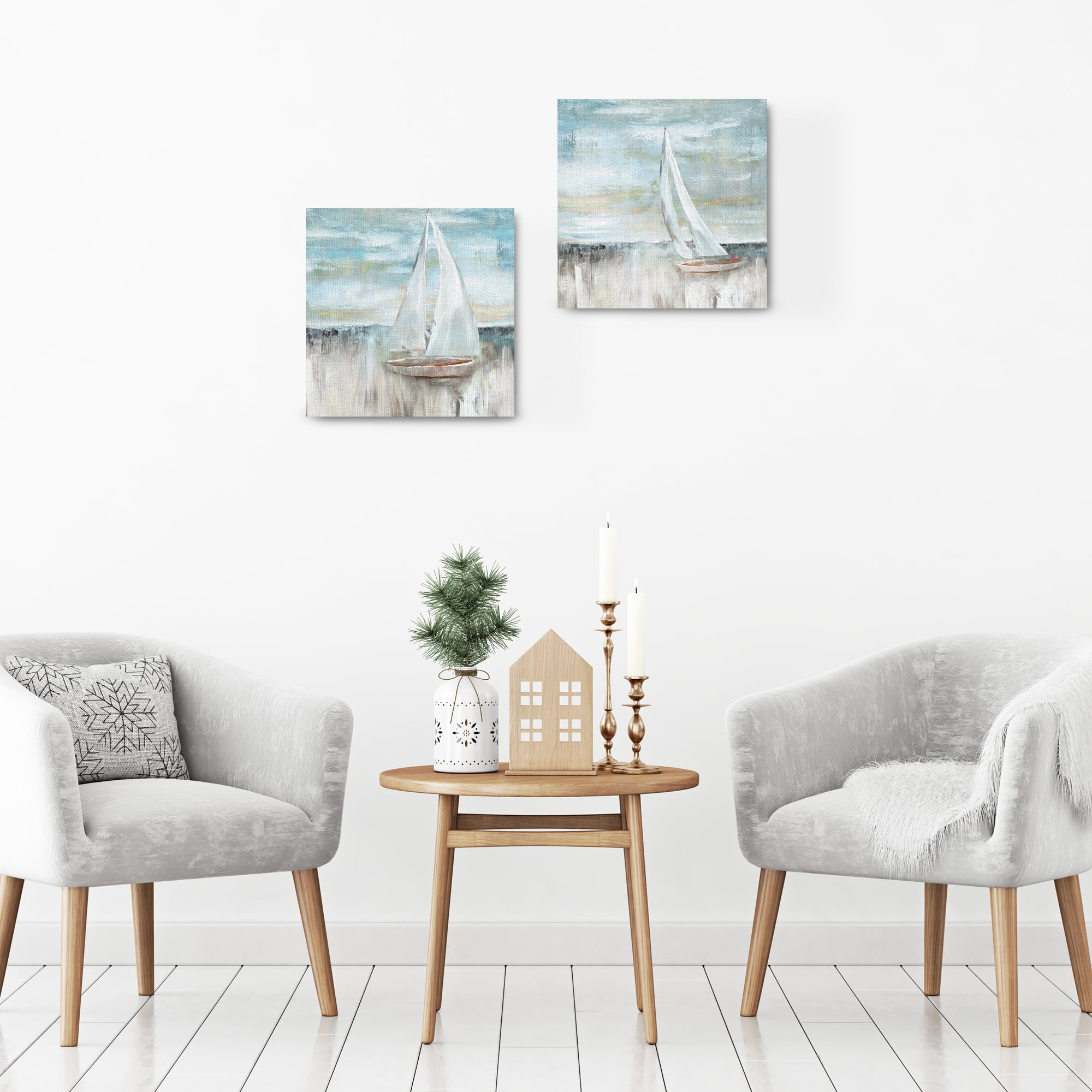 Soft Sail I & II by Nan Wrapped Canvas Art Painting Print Set of 2