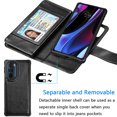 thumbnail image 3 of EBIZCITY for Motorola Edge+ Edge Plus 2022 / Moto Edge+ 5G UW 2022 Case Wallet Detachable Magnetic Cover 9 Card Slots Holder with Wrist Strap Kickstand (Black), 3 of 6