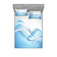 thumbnail image 2 of Abstract Bedding Set with Sheet & Covers, Modern Wavy Ocean Surfer Summertime Themed Bubble Detailed Work of Art, Printed Bedroom Decor 2 Shams, 4 Sizes, Pale Blue and White, by Ambesonne, 2 of 3