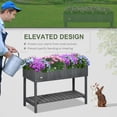 thumbnail image 5 of Outsunny Wooden Raised Garden Bed with 8 Slots, Elevated Planter Box Stand with Open Shelf, Dark Gray, 5 of 9
