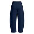 thumbnail image 6 of Barrel Sweatpants for Women, High Rise Comfort Waist Wide Leg Ankle Length Pants with Pockets, Womens Fall Outfits | VerBelle,Navy M, 6 of 9