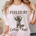 thumbnail image 2 of Fueled By Caffeine Rage T-Shirt, Funny Feral Raccoon Shirt, Angry Raccoon Meme Graphic Tee, 2 of 8