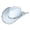 thumbnail image 4 of Ticikt Western Cowboy Hat for Women and Men Wide Brim Glitter Cowboy Cowgirl Hat with Rhinestone Fedora Hats,Color:White, 4 of 6