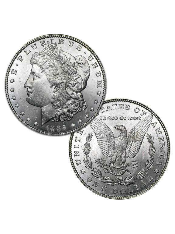 United States Mint USA 1885 P Morgan 90% Silver Dollar Coin - $1 Brilliant Uncirculated Condition