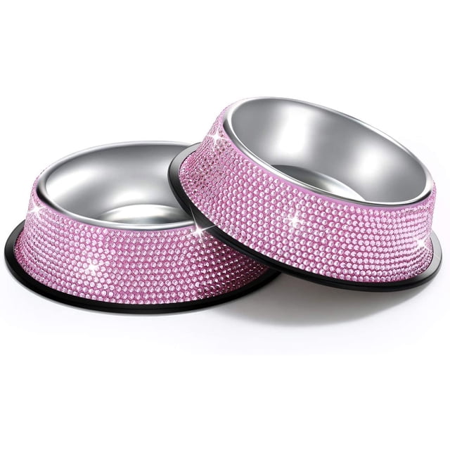 Cuenco para mascotas de acero inoxidable (18com rosa) Xemadio HMHZ1424-1