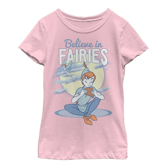 Girl's Peter Pan Believe in Fairies Graphic Tee Light Pink Large