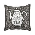 thumbnail image 1 of RYLABLUE Tea Time With Lettering In Black And White Doodle Teapot With Hand Written Inscription Pillowcase Pillow Cover 18x18 inches, 1 of 1