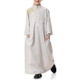 thumbnail image 2 of Otqutp Boys Abaya Robe Kids Muslim Thobe Ramadan 𝗜slamic Clothing Ethnic Trim Stand Collar Long Sleeve Loose Kaftan Dresses, 2 of 9