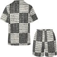 thumbnail image 4 of PRIYAL Pajama Sets for Womens Textured Checked Pattern Satin Silk Short Sleeve Shirts And Pants Set, 4 of 6