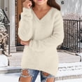 thumbnail image 2 of Coerni Unisex Kids and Toddlers' Cotton V-Neck Sweater Long Sleeve Fuzzy Furry Blouse Girls Fall Warm Sweatshirt Tops, 2 of 5