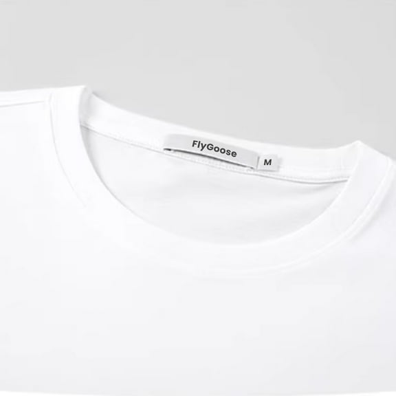 FlyGoose Men's Short Sleeve Crew Neck T-Shirt, White, M