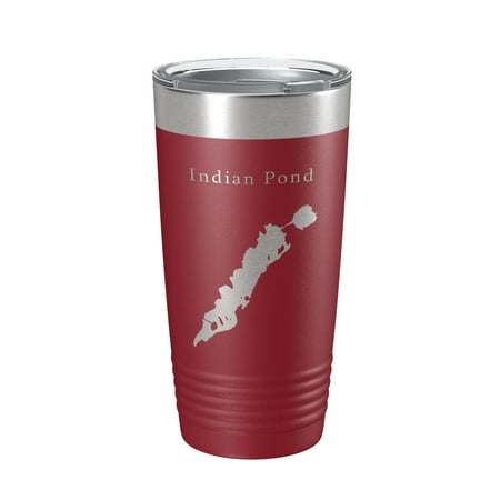 

Indian Pond Tumbler Lake Map Travel Mug Insulated Laser Engraved Coffee Cup Maine 20 oz Maroon