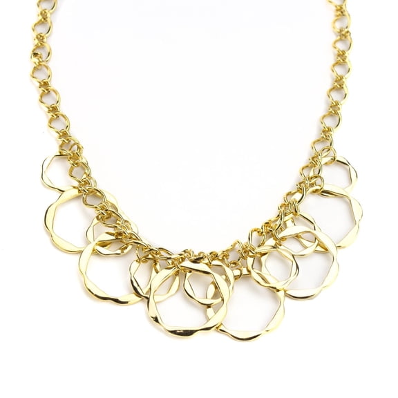 Twisted Circle Statement Necklace Gold Tone Chain Link Fashion Jewelry Necklace Gold