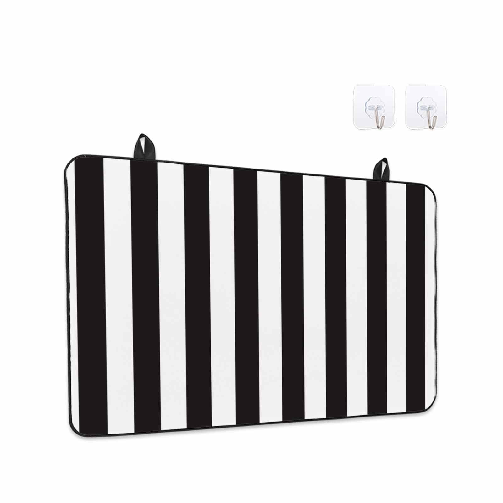 Simple Black White Stripes Stove Top Cover for Electric Stove, Heat-proof & Non Slip Glass Top Stove Cover Protector, Modern Stripes Kitchen Flat Cooktop Rubber Mat 24x21 Inches