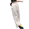 thumbnail image 3 of VISgogo, pantalones largos salvajes a la moda para mujer, pantalones Cargo informales con bolsillo de Color sólido, pantalones de cintura baja con cordón de primavera, pantalones VISgogo moda, 3 of 9